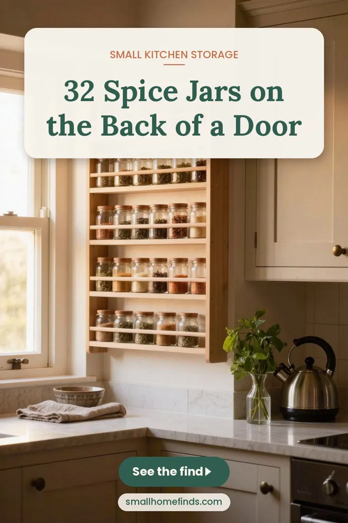 32 Spice Jars on the Back of a Door