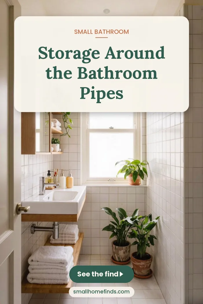 Storage Around the Bathroom Pipes